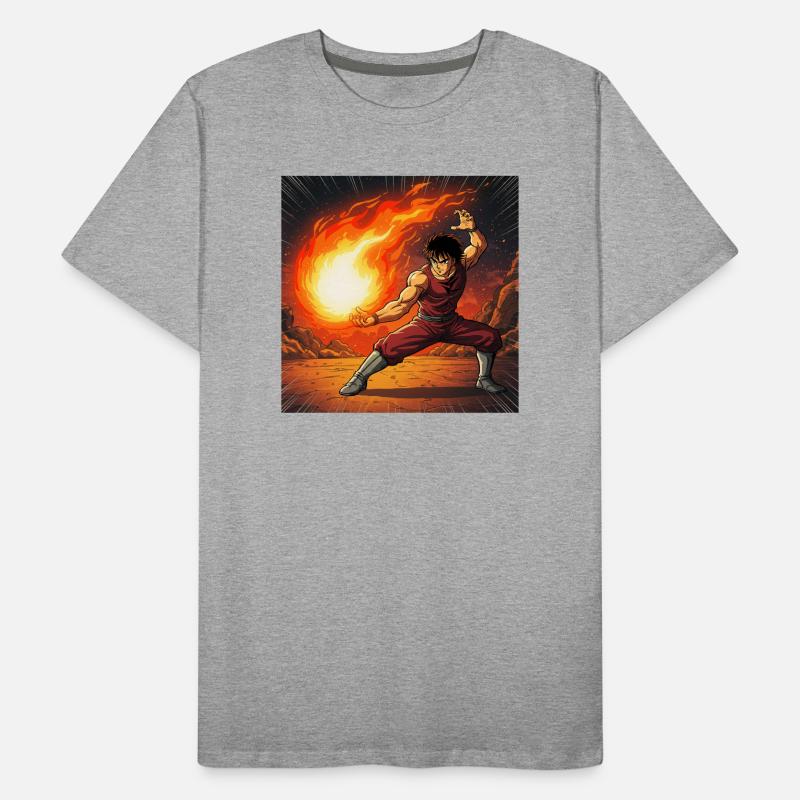 Combattant de boules de feu dans le volcan T-shirt bio Premium Homme