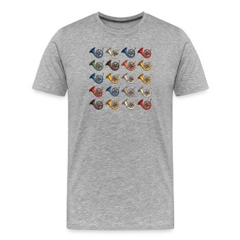 Colourful French horn variety for horn players - Men's Premium Organic T-Shirt - heather grey - Front - Damien (186cm)