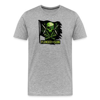 Plunder the Sun - Men's Premium Organic T-Shirt - heather grey - Front - Damien (186cm)