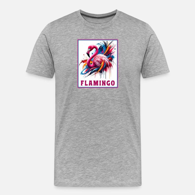 Graffiti Flamingo Explosion - Männer Premium Bio T-Shirt - Grau meliert