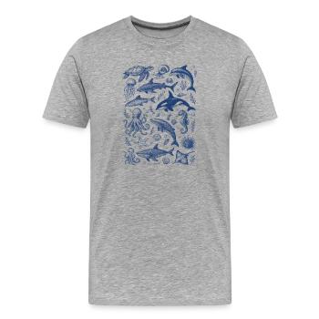 Créatures de la mer Tendance rétro vintage 2025 - T-shirt bio Premium Homme - gris chiné - Devant - Damien (186cm)