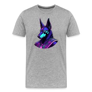 Anubis futuriste au look néon - T-shirt bio Premium Homme - gris chiné - Devant - Damien (186cm)