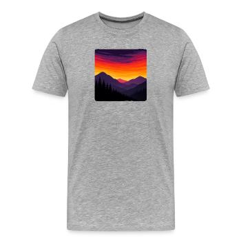 Sonnenuntergang über den wilden Bergen - Männer Premium Bio T-Shirt - Grau meliert - Vorne - Damien (186cm)