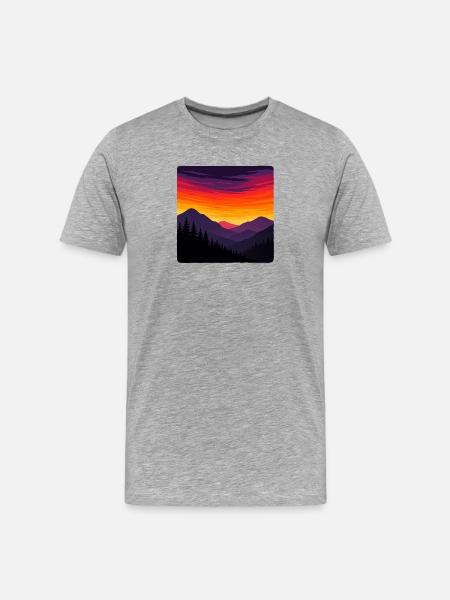 Sunset Over Wild Mountains - Men's Premium Organic T-Shirt - heather grey