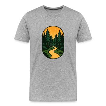 Flucht auf dem Waldweg - Männer Premium Bio T-Shirt - Grau meliert - Vorne - Damien (186cm)
