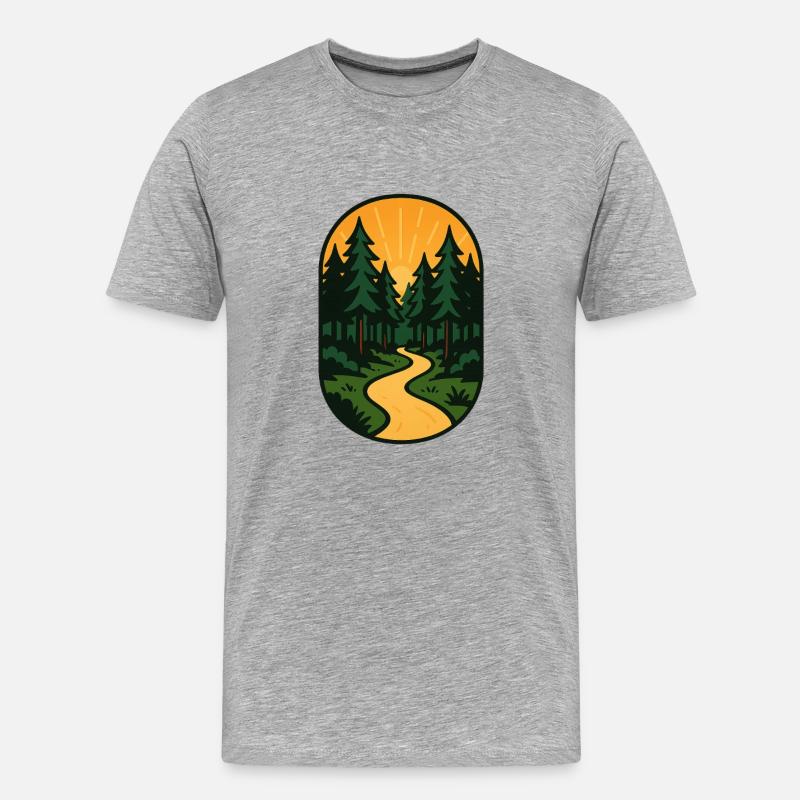 Évasion sur le sentier forestier - T-shirt bio Premium Homme - gris chiné