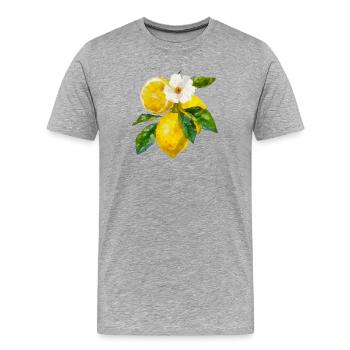 Citrons Été Citron 2025 Tendance Rétro Vintage - T-shirt bio Premium Homme - gris chiné - Devant - Damien (186cm)