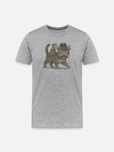 Cat Cowboy Mouse Hat Western Trend 2025 - Men's Premium Organic T-Shirt - heather grey