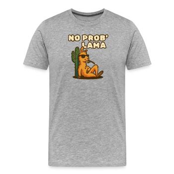 No Prob' Lama - Männer Premium Bio T-Shirt - Grau meliert - Vorne - Damien (186cm)