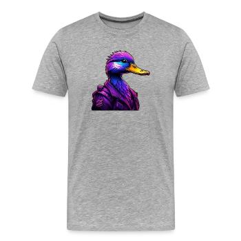 Futuristischer Duck im Cyber-Style - Männer Premium Bio T-Shirt - Grau meliert - Vorne - Damien (186cm)