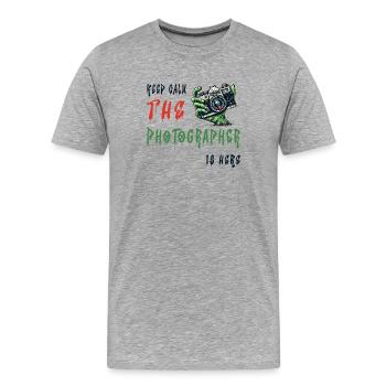 Alerte photographe zombie - T-shirt bio Premium Homme - gris chiné - Devant - Damien (186cm)