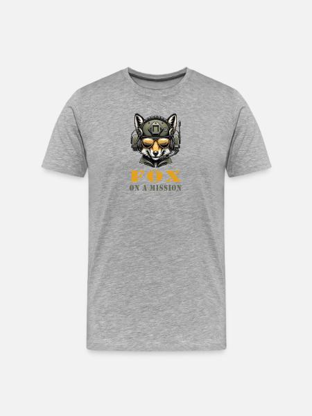 Fox in Mission / Military - Men's Premium Organic T-Shirt - heather grey