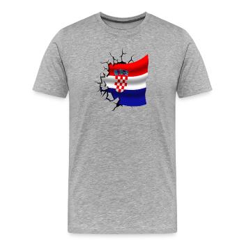 Bandera de Croacia - Kroatien - Flagge Broken Design - Männer Premium Bio T-Shirt - Grau meliert - Vorne - Damien (186cm)