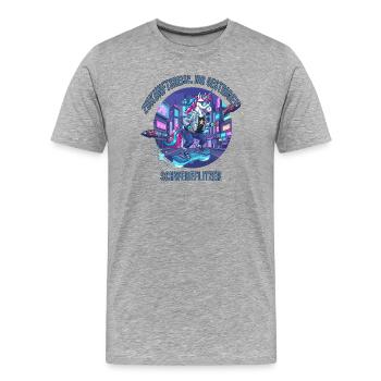 Zukunftseinhorn - Männer Premium Bio T-Shirt - Grau meliert - Vorne - Damien (186cm)