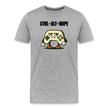 CTRL ALT NOPE Controller-Meme - Männer Premium Bio T-Shirt - Grau meliert - Vorne - Damien (186cm)