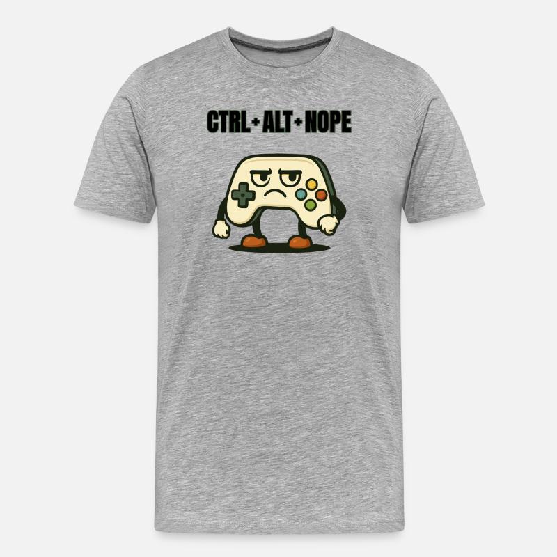CTRL ALT NOPE Controller-Meme - Männer Premium Bio T-Shirt - Grau meliert
