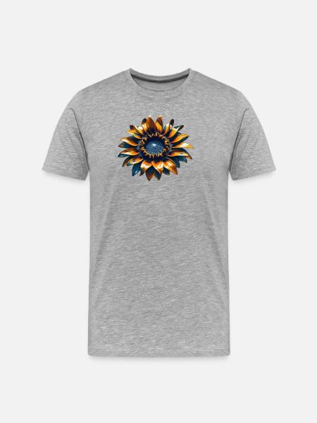 Sonnenblume mit Eisen - Männer Premium Bio T-Shirt - Grau meliert