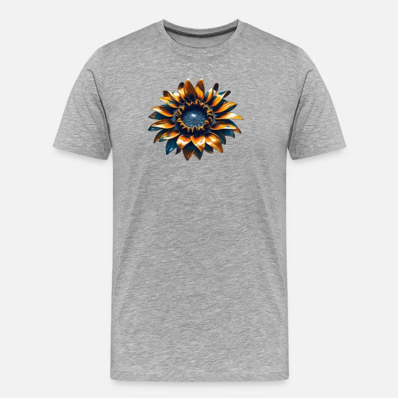 Sonnenblume mit Eisen - Männer Premium Bio T-Shirt - Grau meliert