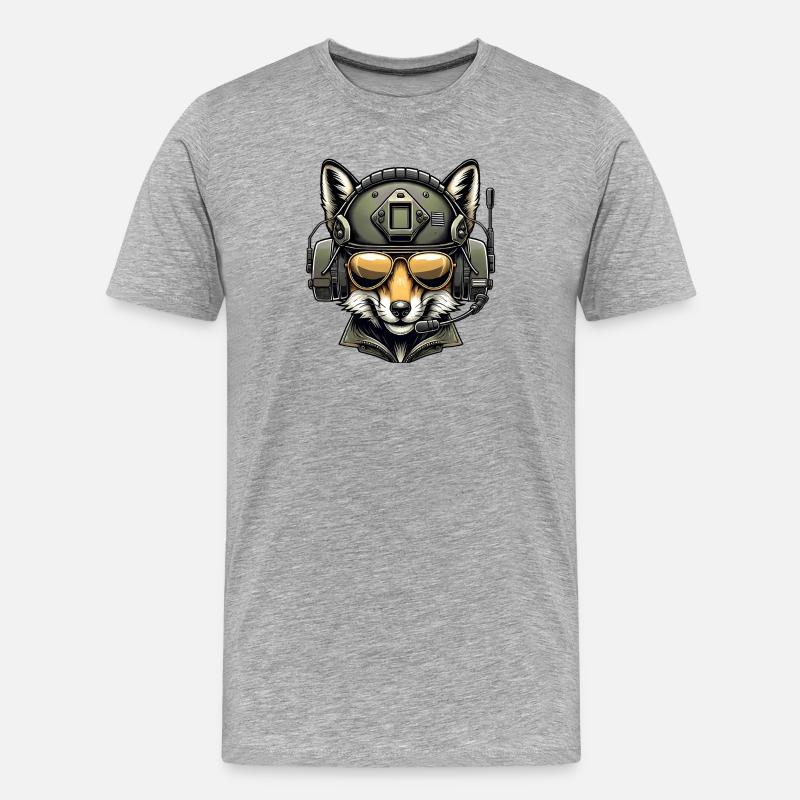 Conception militaire Fox - T-shirt bio Premium Homme - gris chiné