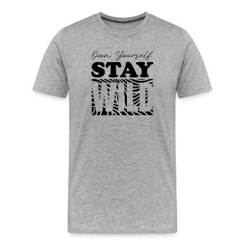 Possédez-vous et restez sauvage - T-shirt bio Premium Homme - gris chiné - Devant - Damien (186cm)