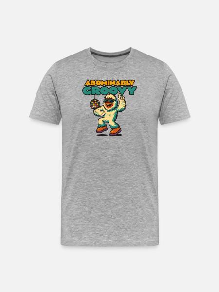 Groovy Disco Yeti - Men's Premium Organic T-Shirt - heather grey