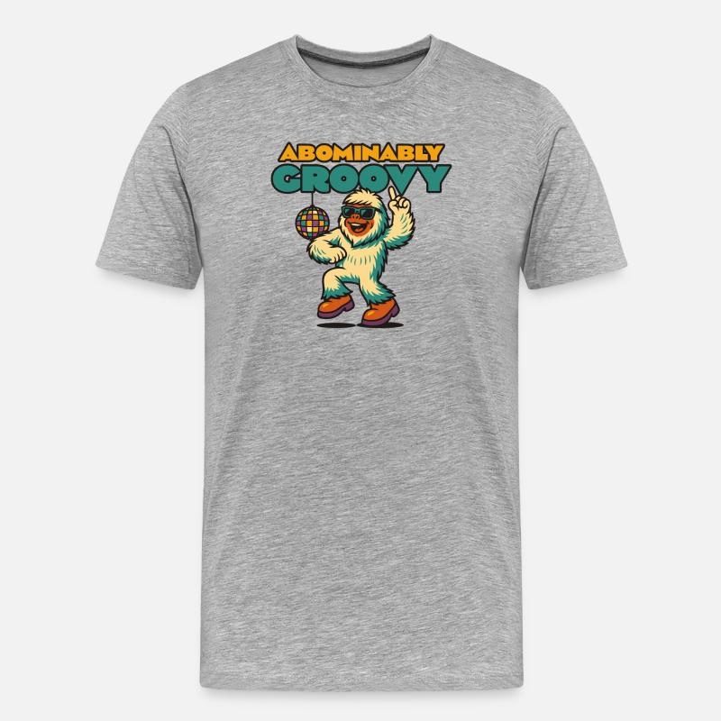 Groovy Disco Yeti - Männer Premium Bio T-Shirt - Grau meliert