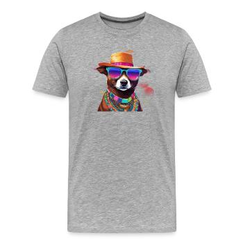 Cool Dog in Summer Style - Hipster Vibes - Men's Premium Organic T-Shirt - heather grey - Front - Damien (186cm)