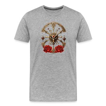 Eternal Bond: Celtic knots in Gothic elegance. - Men's Premium Organic T-Shirt - heather grey - Front - Damien (186cm)