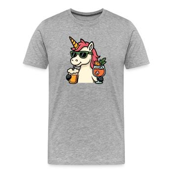 Party Einhorn Getränke - Männer Premium Bio T-Shirt - Grau meliert - Vorne - Damien (186cm)