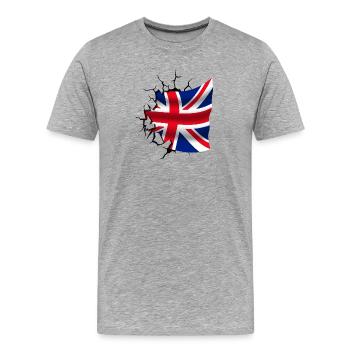 Bandera de Reino Unido - Vereinigtes Königreich - Flagge - Männer Premium Bio T-Shirt - Grau meliert - Vorne - Damien (186cm)