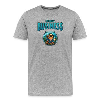 Fischgeschäft im Aquarium - Männer Premium Bio T-Shirt - Grau meliert - Vorne - Damien (186cm)