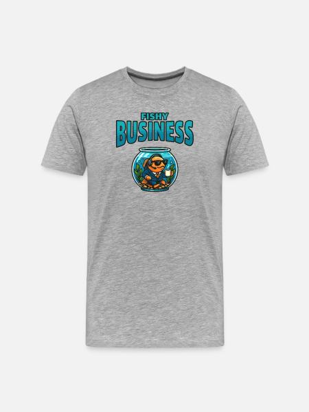 Fischgeschäft im Aquarium - Männer Premium Bio T-Shirt - Grau meliert