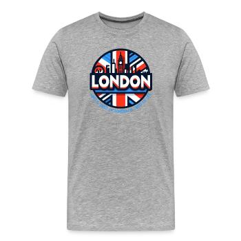 Fatigué de Londres - T-shirt bio Premium Homme - gris chiné - Devant - Damien (186cm)