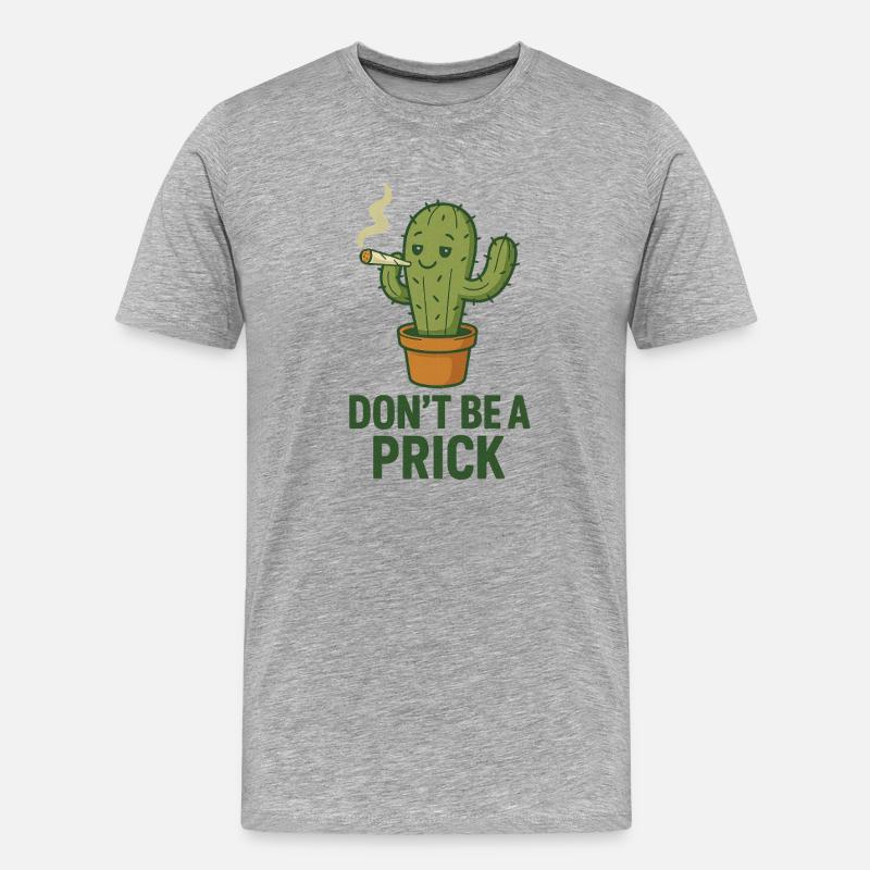 Kaktus mit Zigarre – Spruch - Männer Premium Bio T-Shirt - Grau meliert