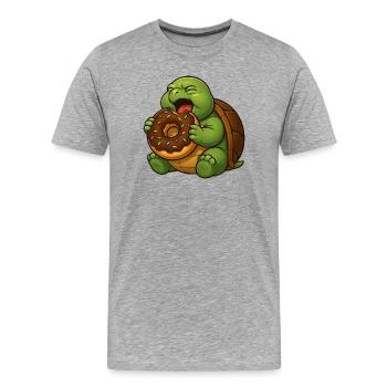 Süße Schildkröte mit Donut Naschen Nachtisch - Männer Premium Bio T-Shirt - Grau meliert - Vorne - Damien (186cm)