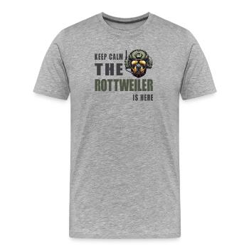 Rottweiler – Conception Keep Calm - T-shirt bio Premium Homme - gris chiné - Devant - Damien (186cm)