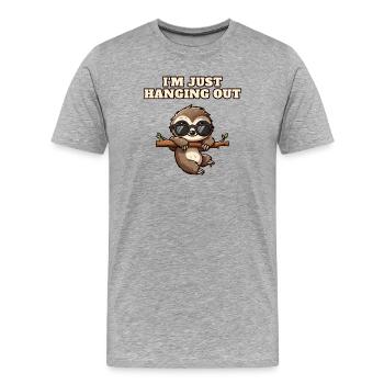 Sloth with sunglasses hanging out - Men's Premium Organic T-Shirt - heather grey - Front - Damien (186cm)