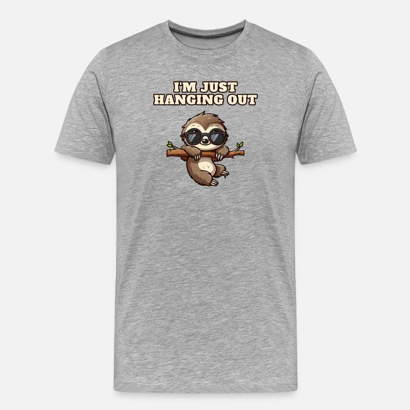 Faultier mit heraushängender Sonnenbrille - Männer Premium Bio T-Shirt - Grau meliert