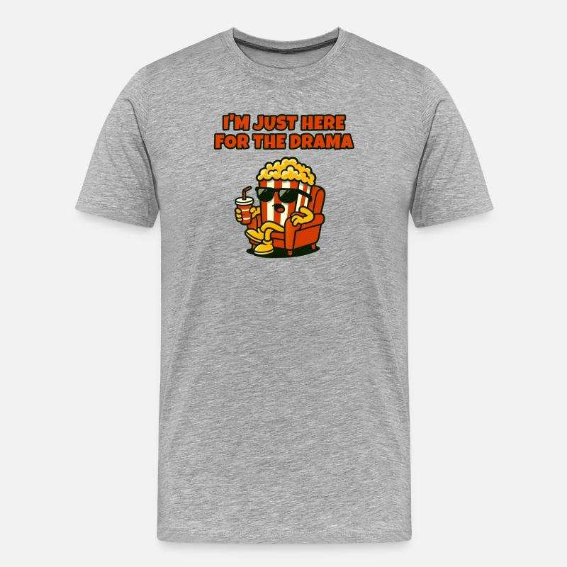 Popcorn-Diva-Drama - Männer Premium Bio T-Shirt - Grau meliert