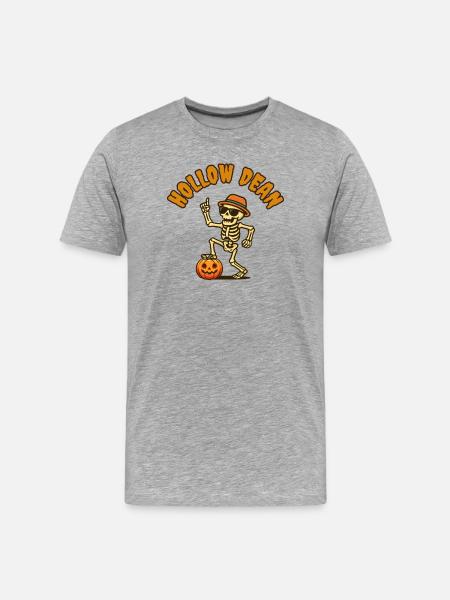 Skeleton Halloween with pumpkins - Men's Premium Organic T-Shirt - heather grey