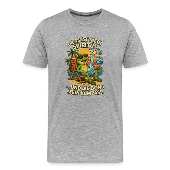 Frosch am Strand: Bong & Route 420 - Männer Premium Bio T-Shirt - Grau meliert - Vorne - Damien (186cm)