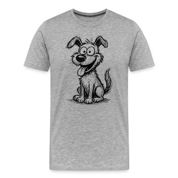 Verspielter Hund mit großen Augen - Männer Premium Bio T-Shirt - Grau meliert - Vorne - Damien (186cm)