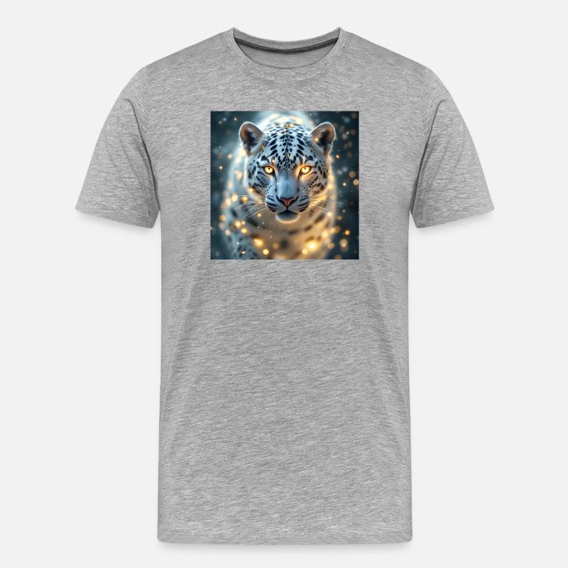 Krafttier Weisser Leopard - Männer Premium Bio T-Shirt - Grau meliert