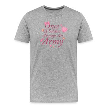 Soldat un jour, armée toujours - T-shirt bio Premium Homme - gris chiné - Devant - Damien (186cm)