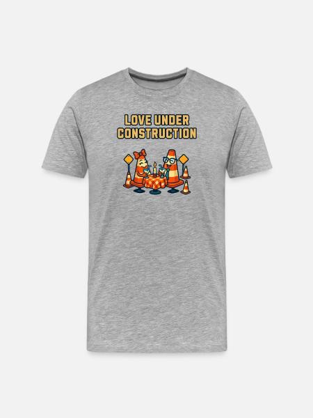 Love under construction: Traffic cones - Men's Premium Organic T-Shirt - heather grey