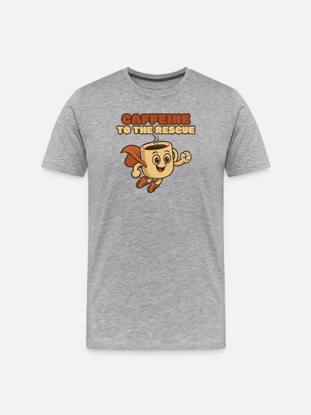 Kaffeerettungsheld - Männer Premium Bio T-Shirt - Grau meliert
