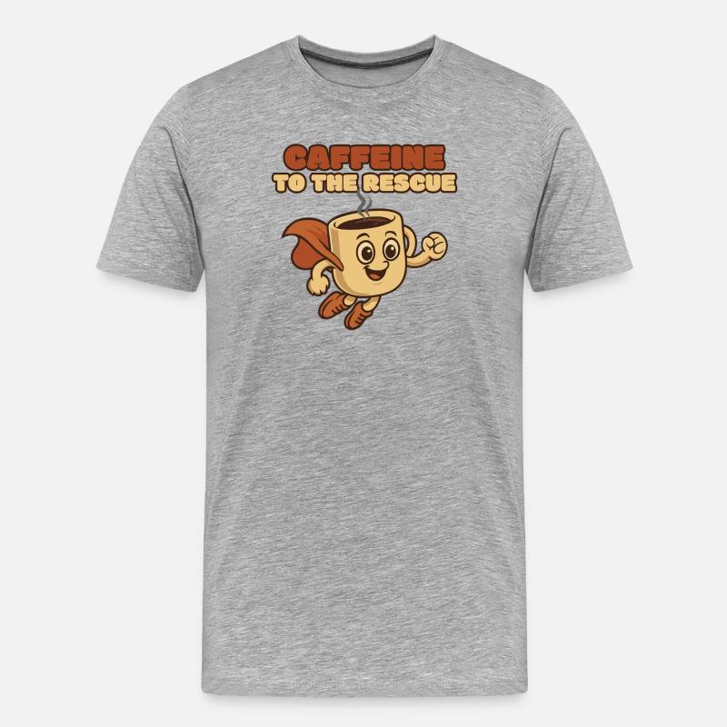 Kaffeerettungsheld - Männer Premium Bio T-Shirt - Grau meliert