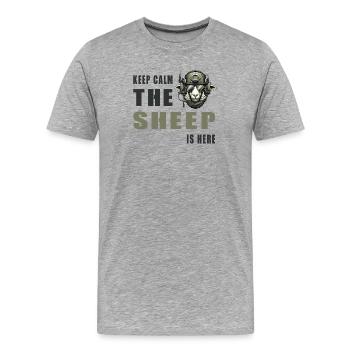 Schaf – Keep Calm Design - Männer Premium Bio T-Shirt - Grau meliert - Vorne - Damien (186cm)