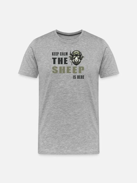 Sheep – Keep Calm Design - Men's Premium Organic T-Shirt - heather grey