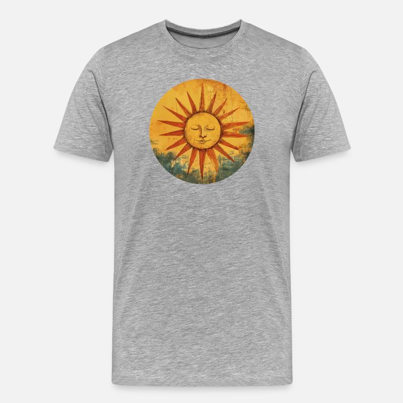 Sonne - Männer Premium Bio T-Shirt - Grau meliert